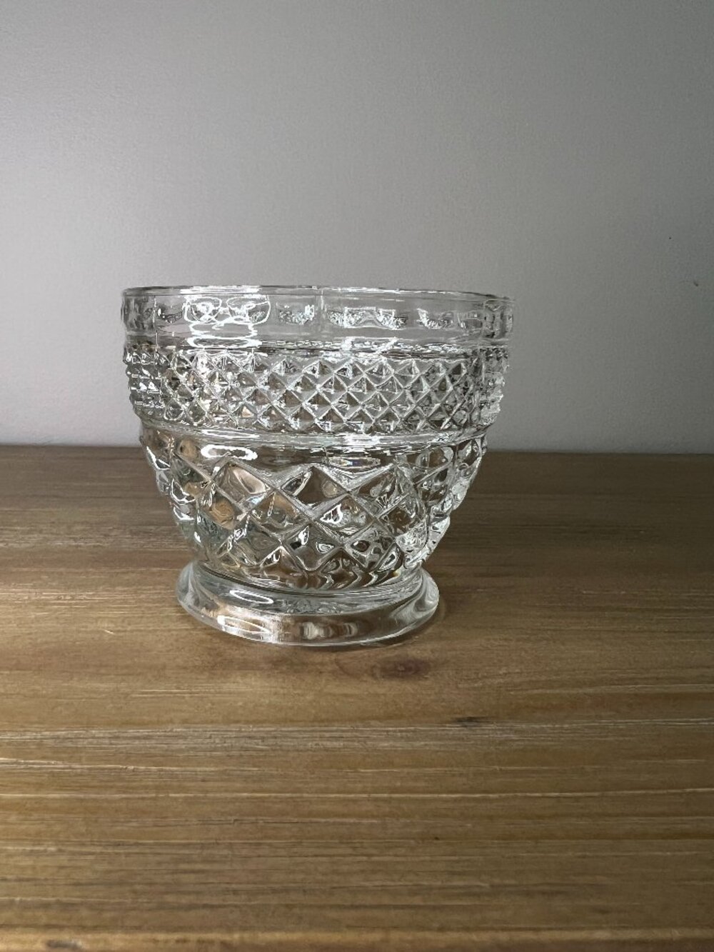 Vintage Anchor Hocking Wexford Glass Sugar Bowl Diamond Pattern No Lid